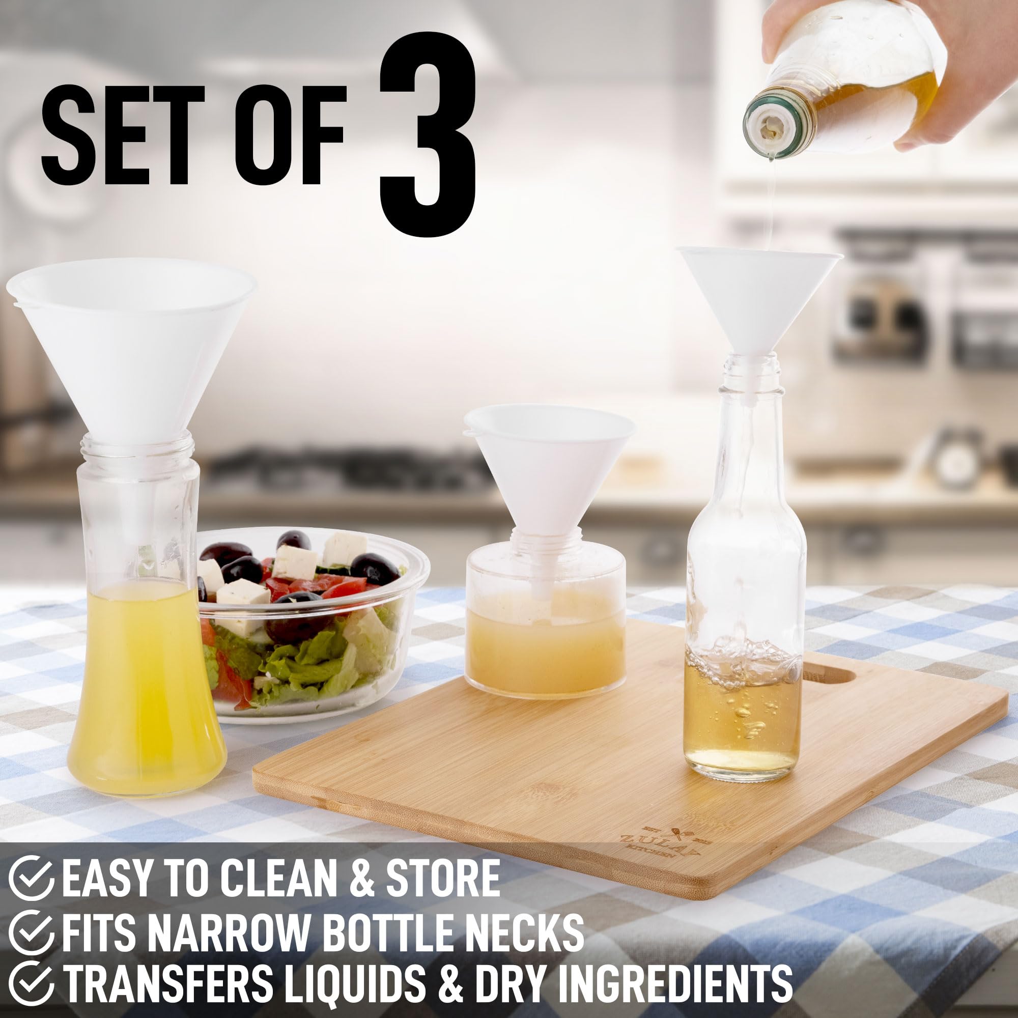 Foto 7 pulgar | Set De Embudos Zulay Kitchen De Plástico Para Llenar Botellas, 3 Piezas - Venta Internacional.