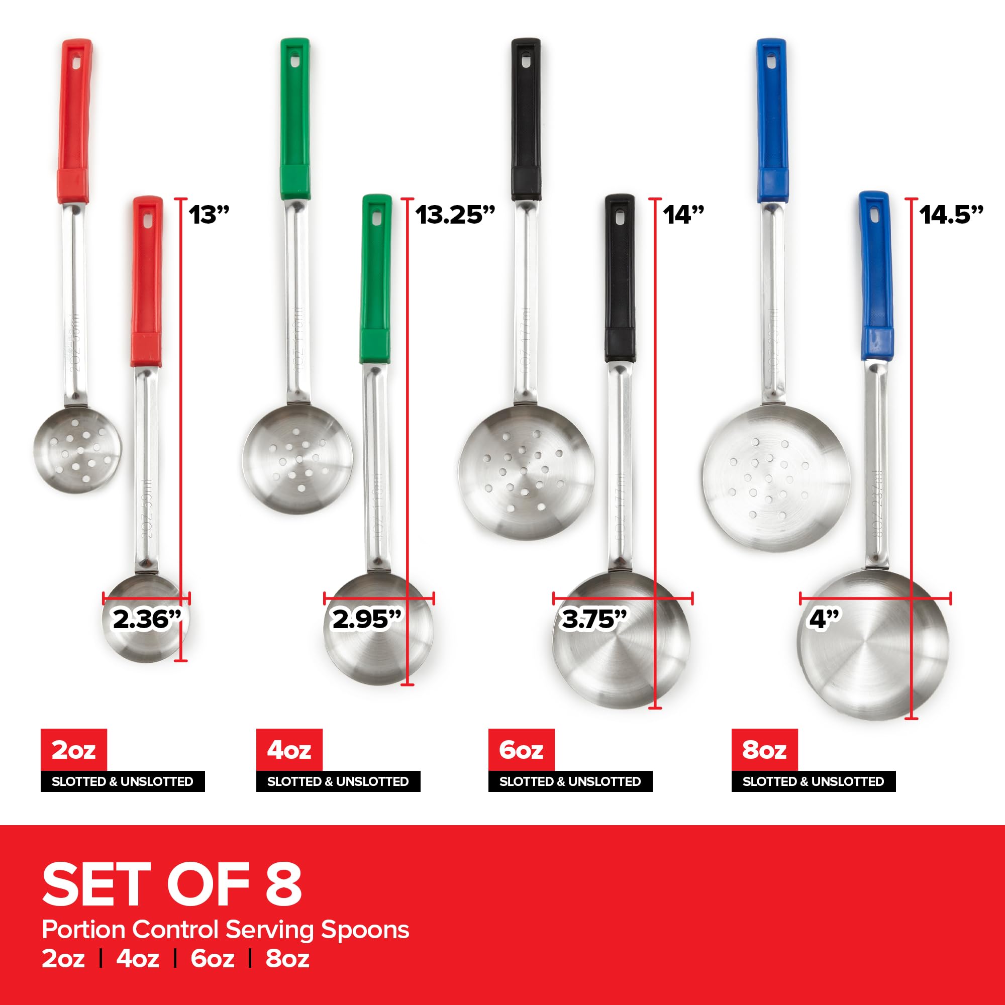 Foto 2 | Juego De 8 Cucharas Para Servir Portion Control Stock Your Home - Venta Internacional.