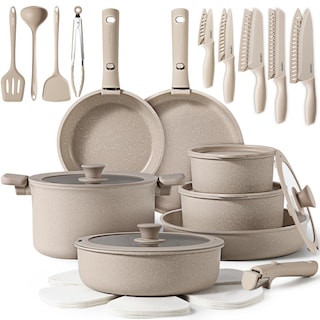 Foto 1 | Juego De Utensilios De Cocina Carote, 35 Piezas, Antiadherentes Y Juego De Cuchillos, Color Topo - Venta Internacional.