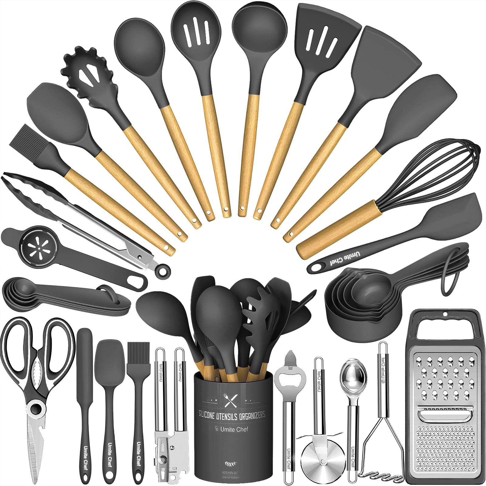 Juego De Utensilios De Cocina Umite Chef Silicone 34 Piezas Con Rallador - Venta Internacional.