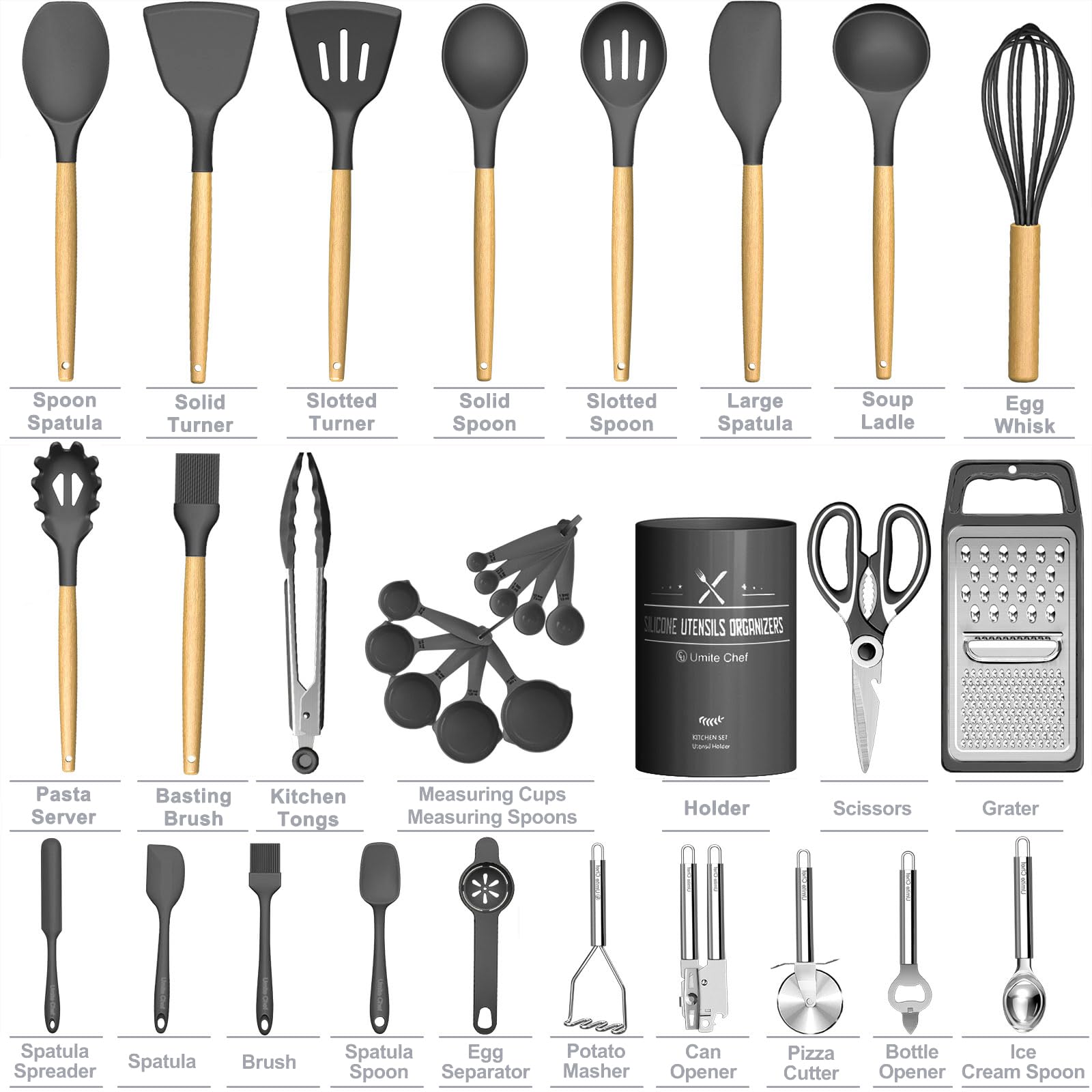Foto 6 pulgar | Juego De Utensilios De Cocina Umite Chef Silicone 34 Piezas Con Rallador - Venta Internacional.