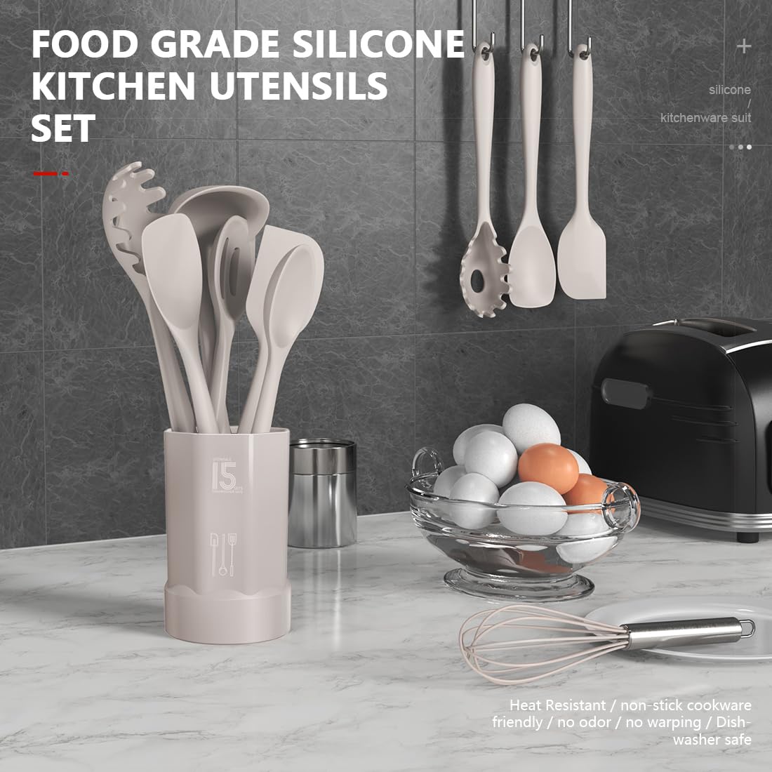 Foto 3 pulgar | Juego De Utensilios De Cocina Aothod Silicone 446°f  Resistente Al Calor - Venta Internacional.