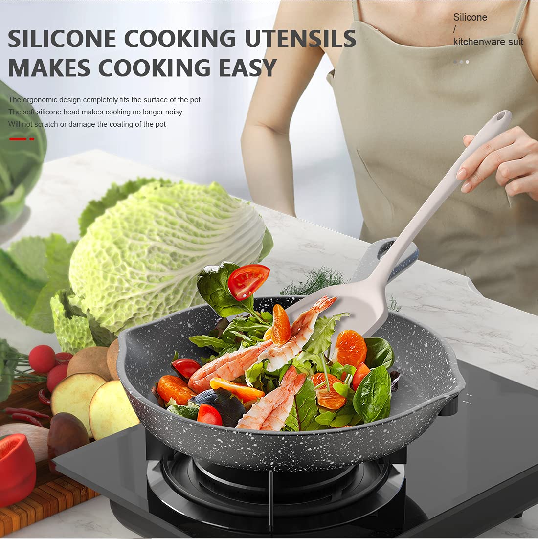 Foto 8 pulgar | Juego De Utensilios De Cocina Aothod Silicone 446°f  Resistente Al Calor - Venta Internacional.