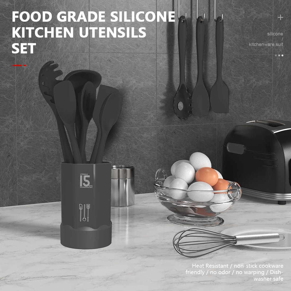 Foto 3 pulgar | Juego De Utensilios De Cocina Aothod Silicone 446°f  Resistente Al Calor - Venta Internacional.