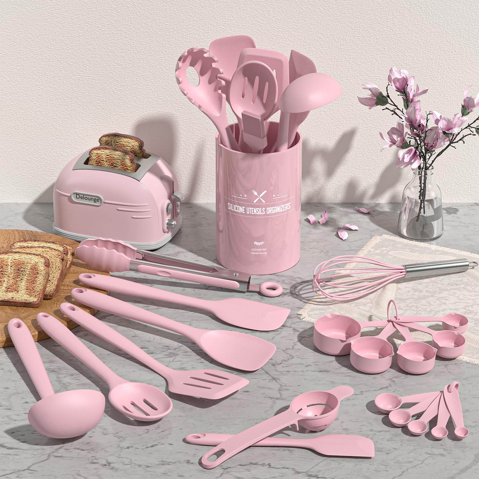 Foto 3 pulgar | Juego De Utensilios De Cocina Umite Chef Silicone  22 Piezas Con Soporte  Color Rosa - Venta Internacional.