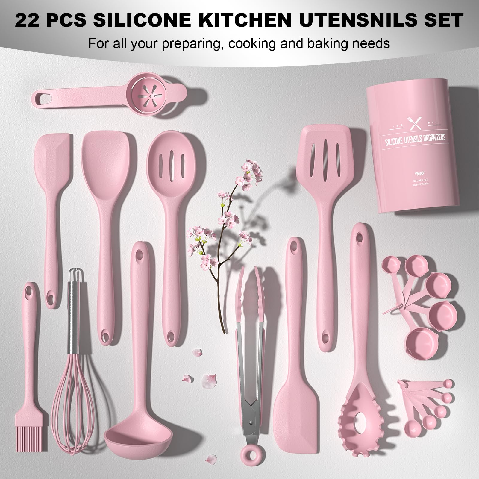 Foto 6 pulgar | Juego De Utensilios De Cocina Umite Chef Silicone  22 Piezas Con Soporte  Color Rosa - Venta Internacional.