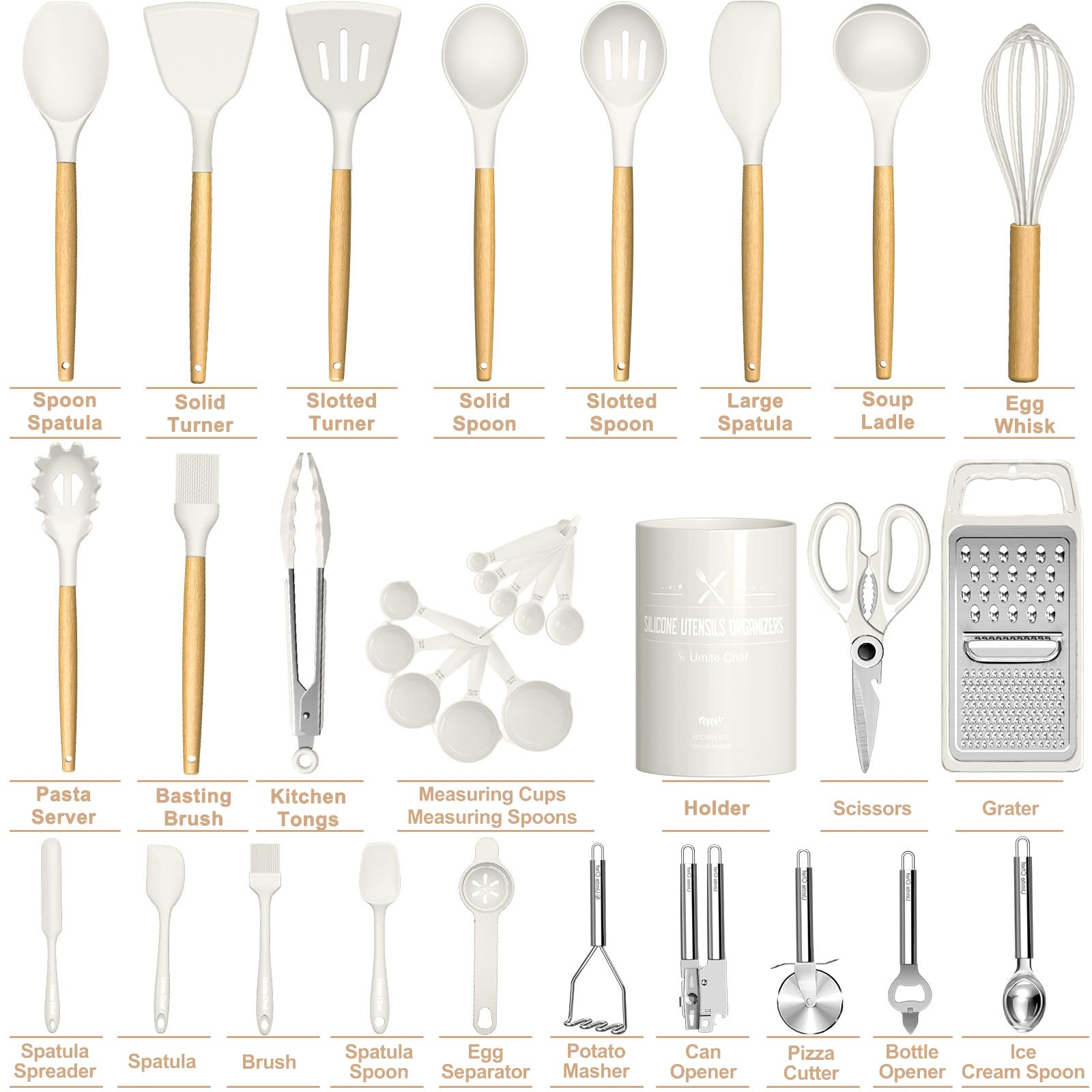 Foto 5 | Juego De Utensilios De Cocina Umite Chef Silicone 34 Piezas Con Rallador - Venta Internacional.