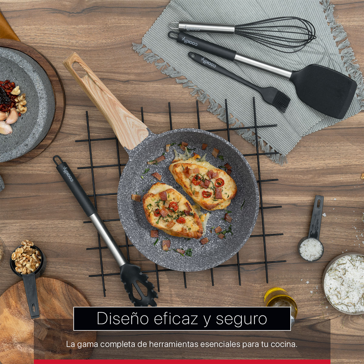Foto 8 pulgar | Juego De Utensilios De Cocina Cookify De Silicona Y Acero Inoxidable  Negro- Plata  24 Piezas