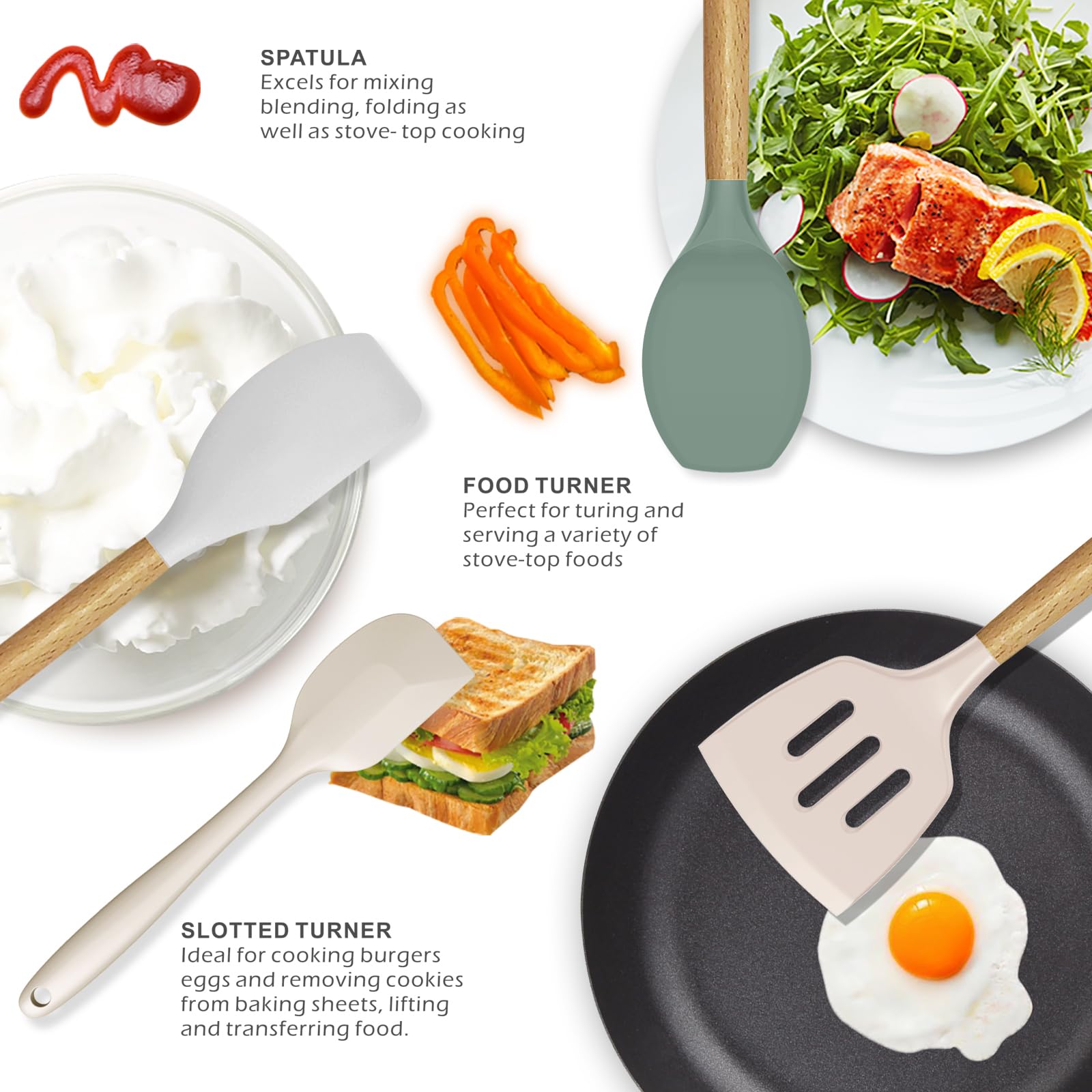 Foto 4 pulgar | Juego De Utensilios De Cocina Oannao Silicone 446°f  Resistente Al Calor - Venta Internacional.