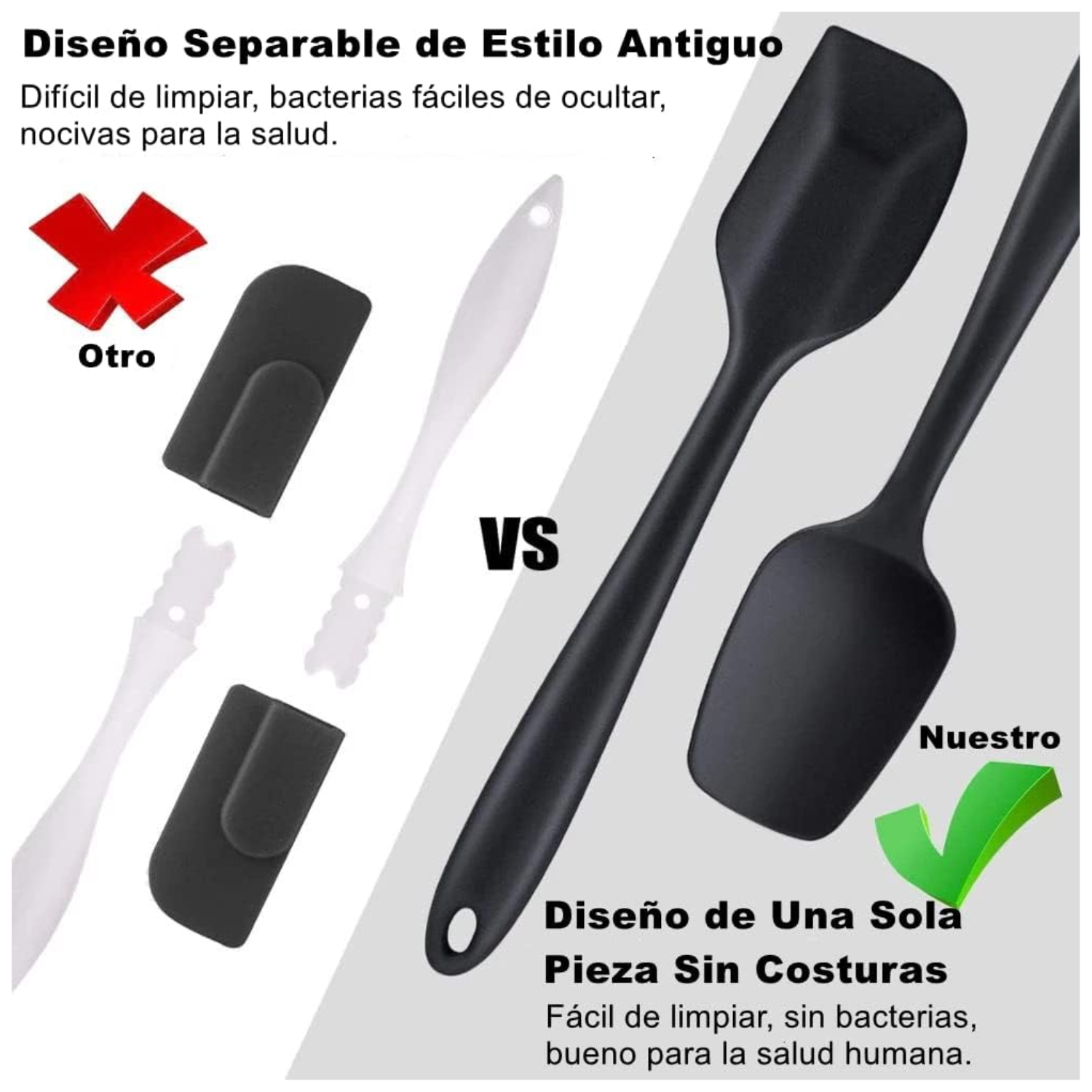 Foto 4 pulgar | Set 10 Espátulas Silicona Pala Cocina Antiadherentes Sin Bpa (rojo)