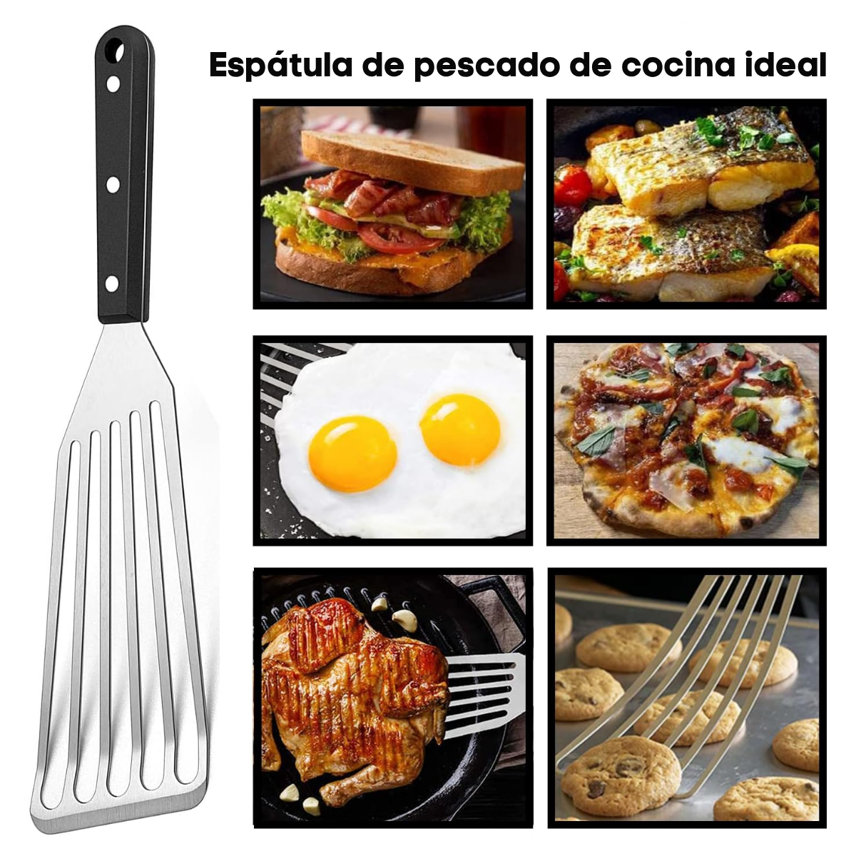 Foto 6 pulgar | Espátula Acero Inoxidable Cocción Alimento Parrilla Barbacoa