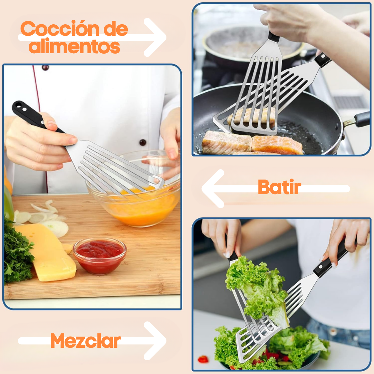 Foto 7 | Espátula Acero Inoxidable Cocción Alimento Parrilla Barbacoa