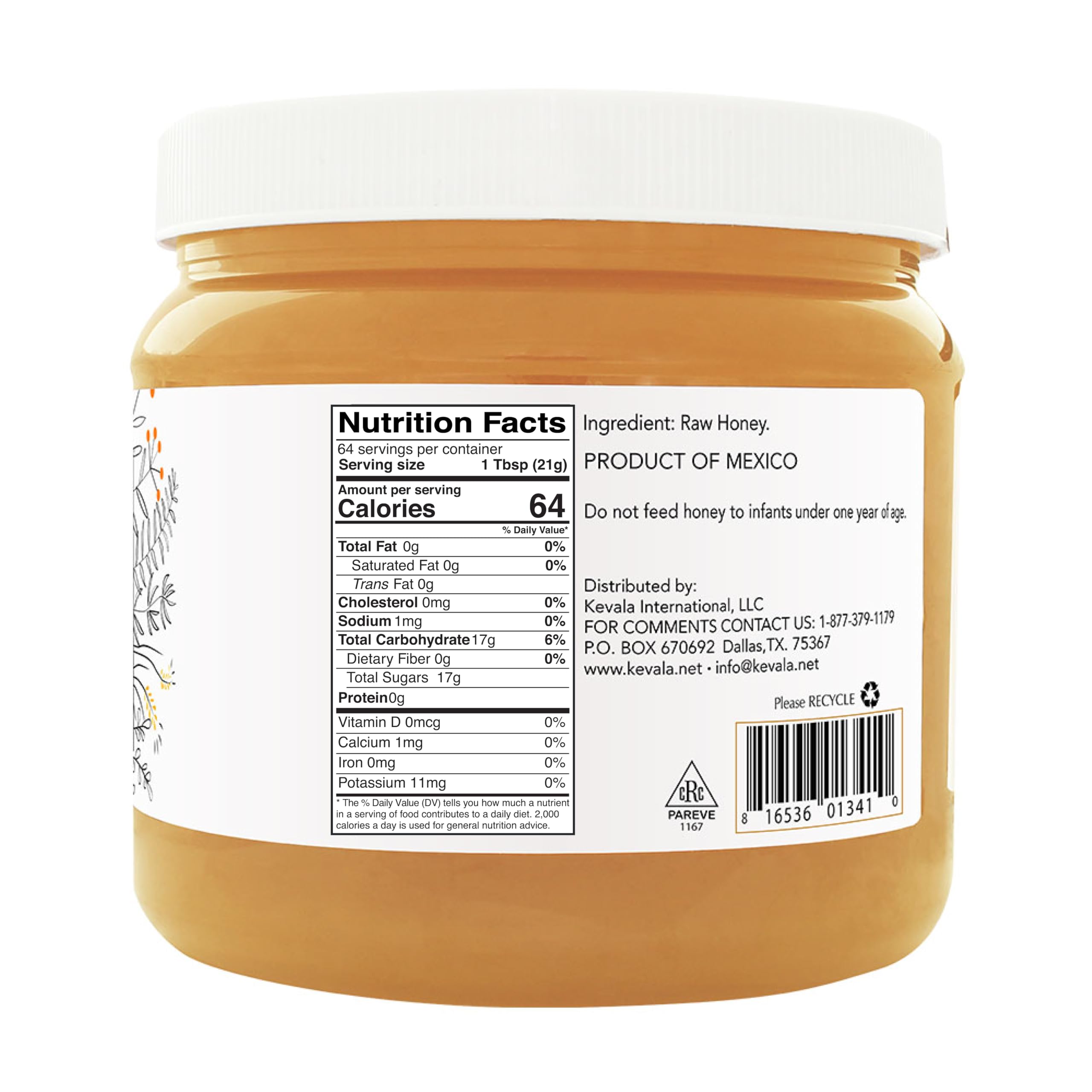 Foto 3 pulgar | Edulcorante Líquido Honey Kevala Sin Filtrar  1 36 Kg  Sin Gluten - Venta Internacional.