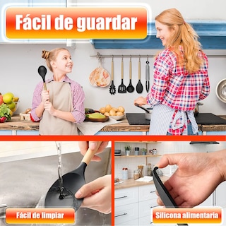 Foto 3 | Silicona Utensilios De Cocina Espatulas Reposteria Eo Safe Imports Esi-20654 Negro