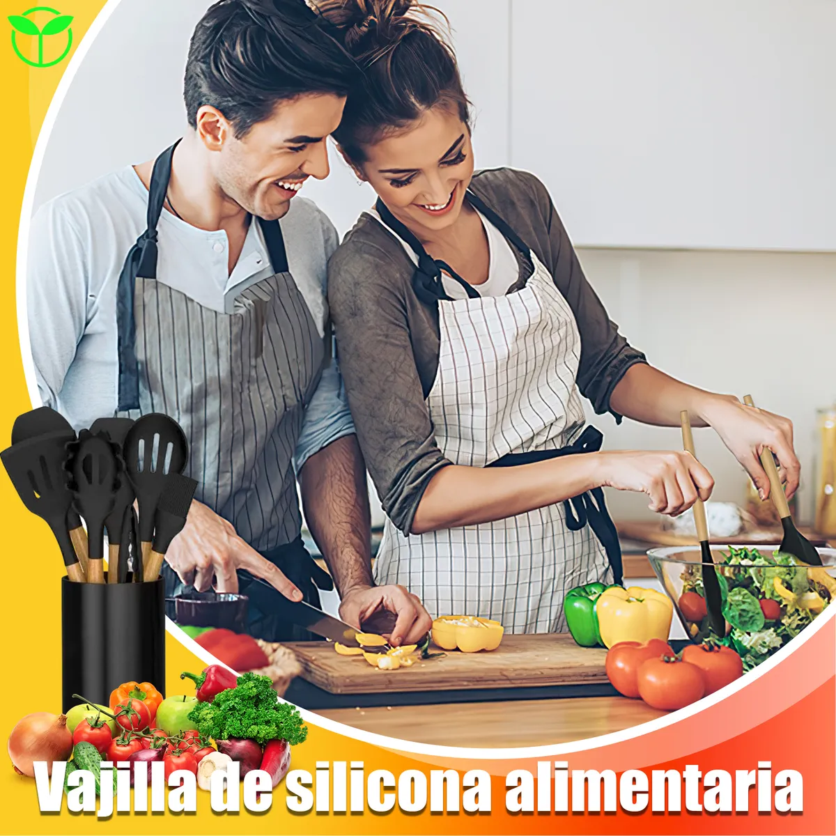 Foto 5 pulgar | Silicona Utensilios De Cocina Espatulas Reposteria Eo Safe Imports Esi-20654 Negro