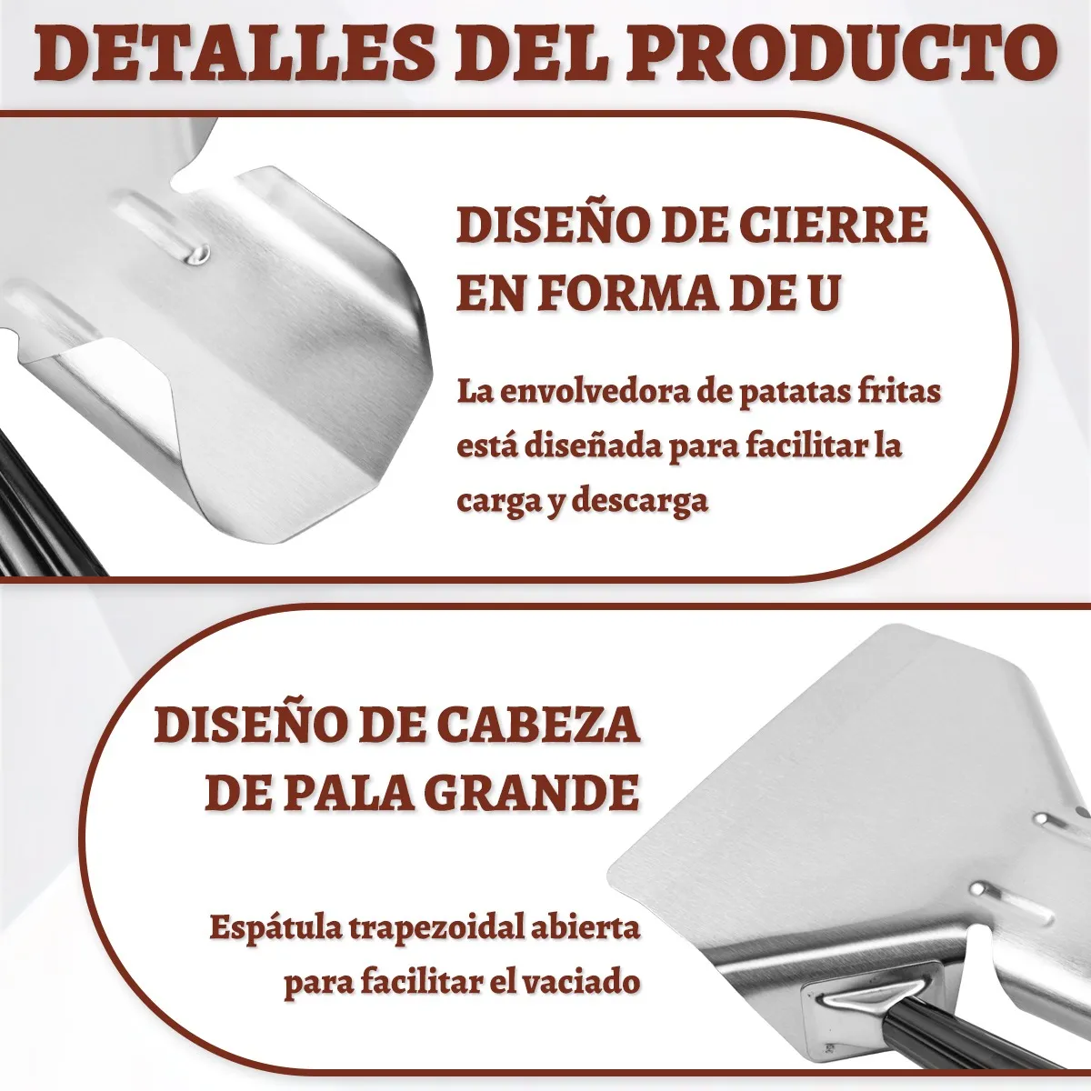 Foto 4 pulgar | Cuchara  Belug De Acero Inoxidable Para Patatas Fritas Y Palomitas Plata Negro