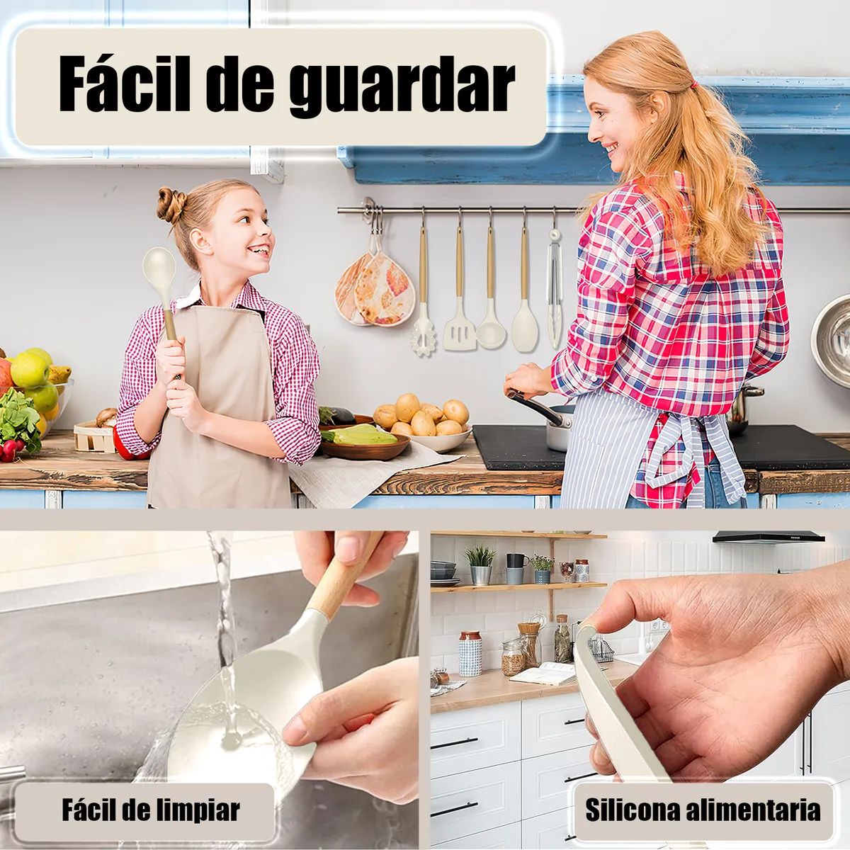 Foto 5 pulgar | Silicona Utensilios De Cocina Espatulas Reposteria Eo Safe Imports Esi-20652 Blanco