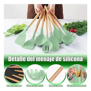 Foto 2 | Silicona Utensilios De Cocina Espatulas Reposteria Eo Safe Imports Esi-20657 Verde
