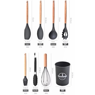 Foto 3 | Set De 12 Utensilios Cocina Silicona Y Madera Color Cafe