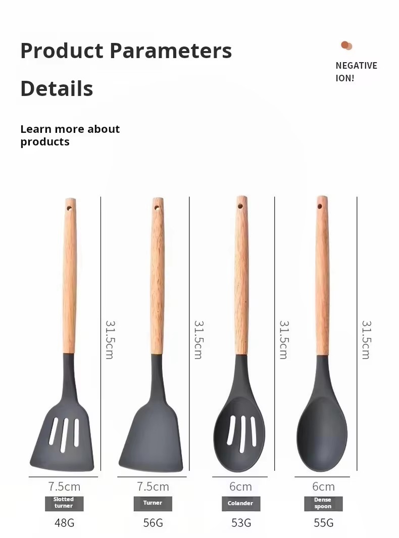 Foto 2 | Set De 12 Utensilios Cocina Silicona Y Madera Color Verde