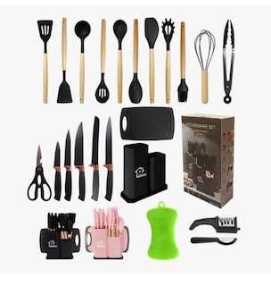 Foto 1 | Juego De Utensilios Cocina De Silicona & Cuchillos 22 Piezas