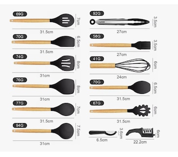 Foto 3 | Juego De Utensilios Cocina De Silicona & Cuchillos 22 Piezas