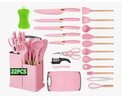 Foto 1 | Juego De Utensilios Cocina De Silicona & Cuchillos 22 Piezas
