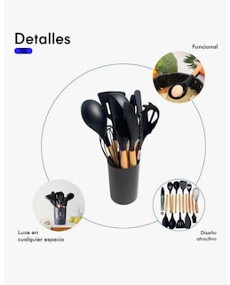 Foto 3 | Kitul Kitchen Kit 12 Piezas Color Negro En Pack De 12