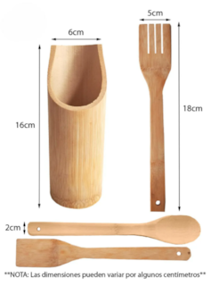 Foto 2 | Kit Xtellar De Utensilios De Cocina Premium En Bambú Con Organizador