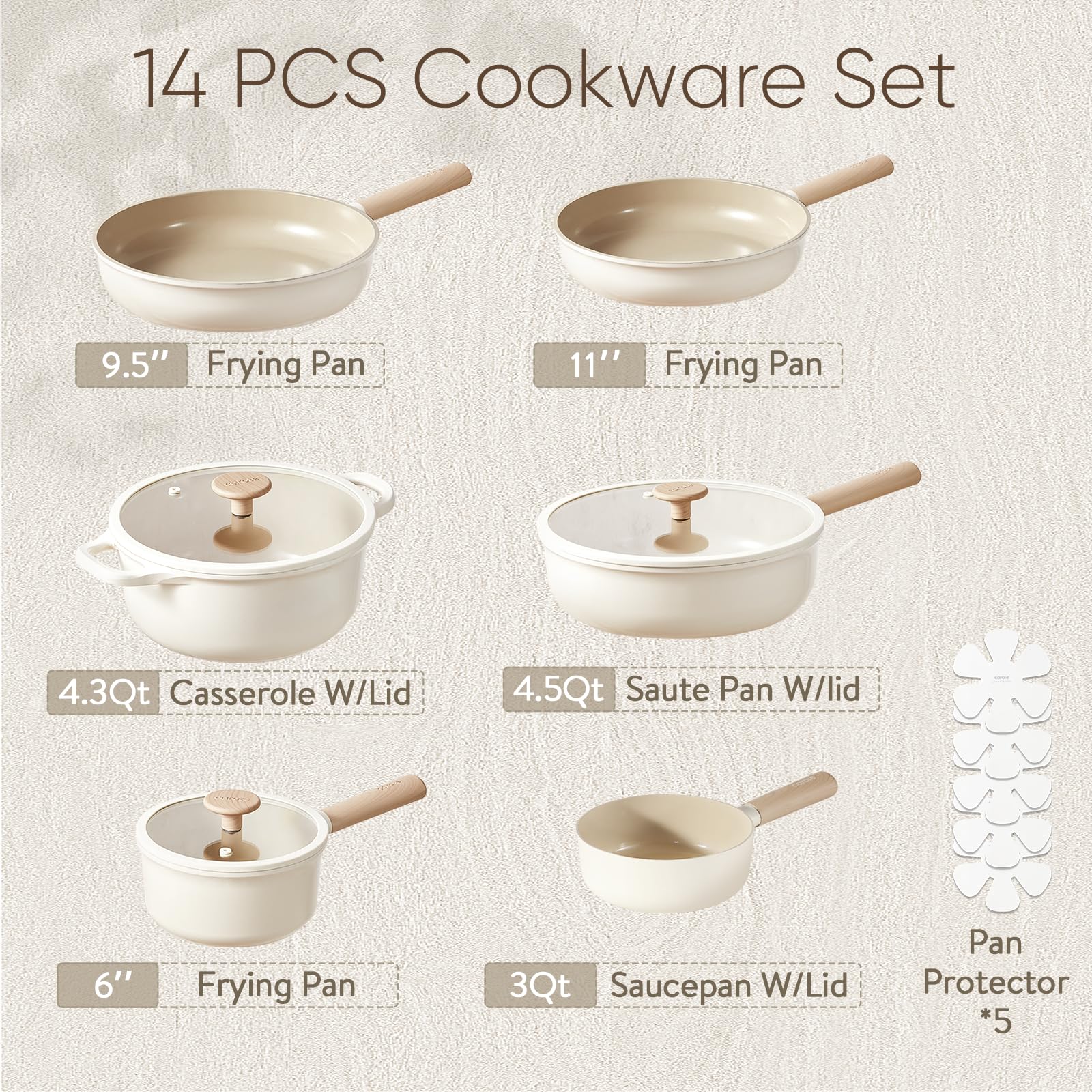 Foto 2 | Juego De Utensilios De Cocina Carote Ceramic  14 Piezas  No Tóxico  Antiadherente - Venta Internacional.