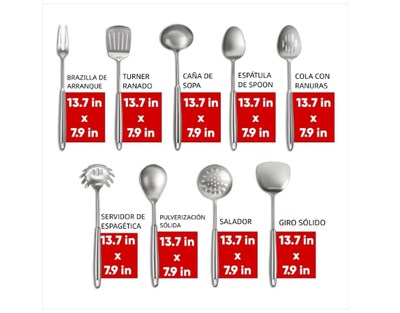 Foto 2 | Juego Utensilios Cocina Acero Inoxidable 9 Piezas Duradero
