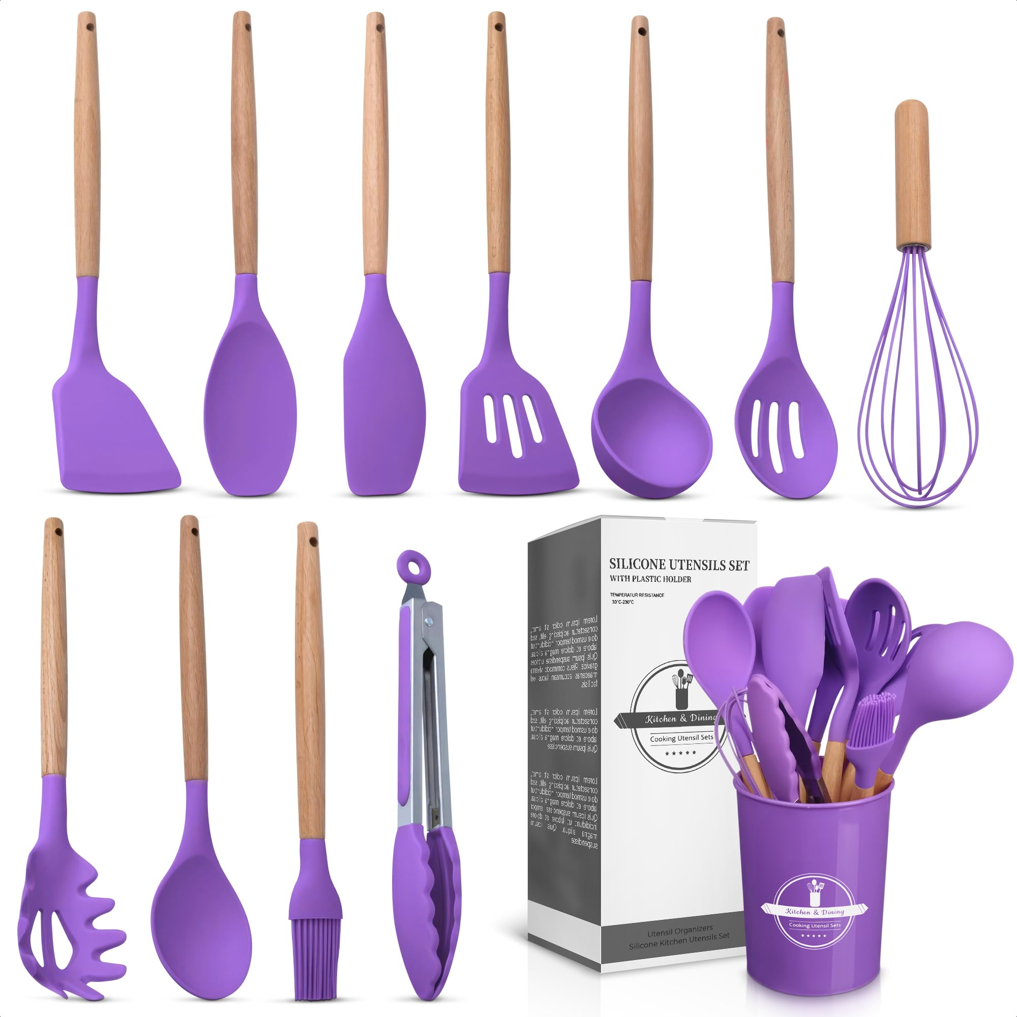 Foto 1 | Juego De Utensilios De Cocina V Tower  Silicona Morada  12 Piezas Con Soporte - Venta Internacional.