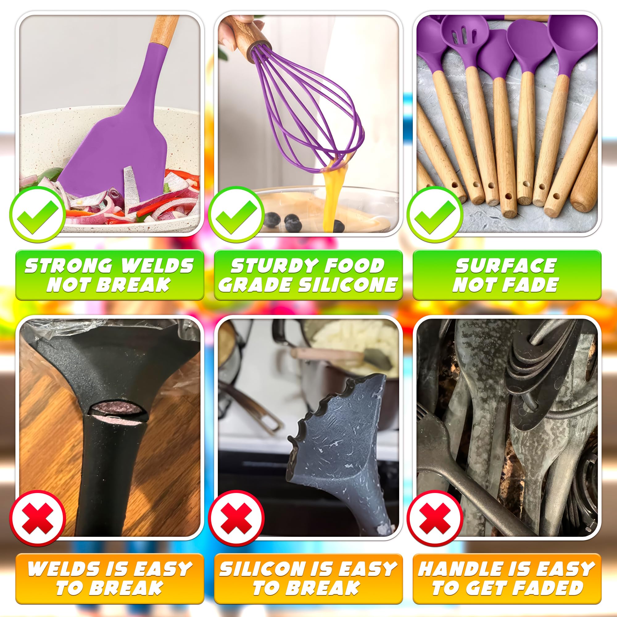 Foto 5 pulgar | Juego De Utensilios De Cocina V Tower  Silicona Morada  12 Piezas Con Soporte - Venta Internacional.