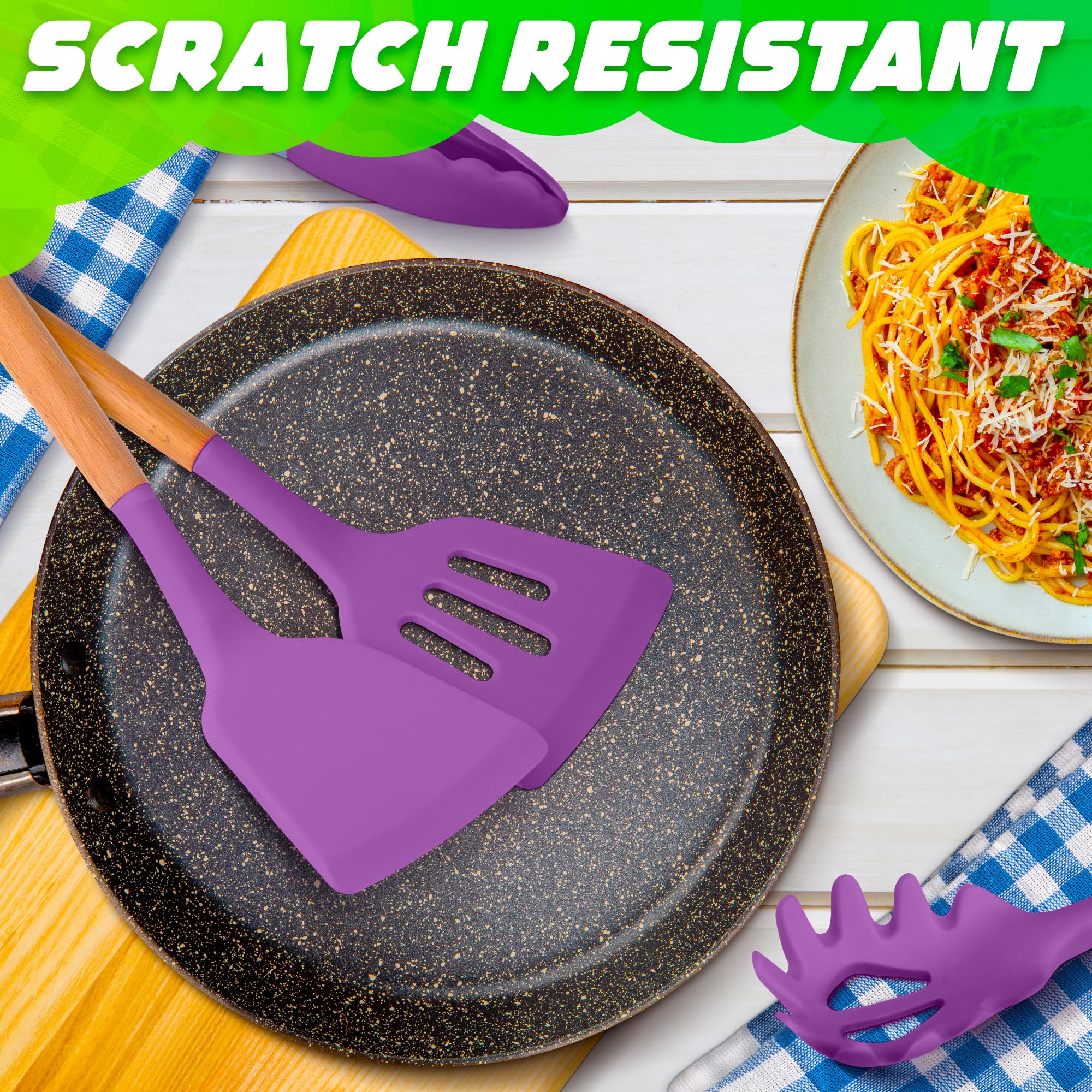 Foto 7 | Juego De Utensilios De Cocina V Tower  Silicona Morada  12 Piezas Con Soporte - Venta Internacional.