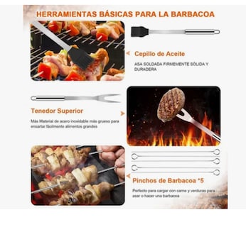 Foto 2 | Juego 21pz Utensilios Parrilla Asador Inox Accesorios Cocina