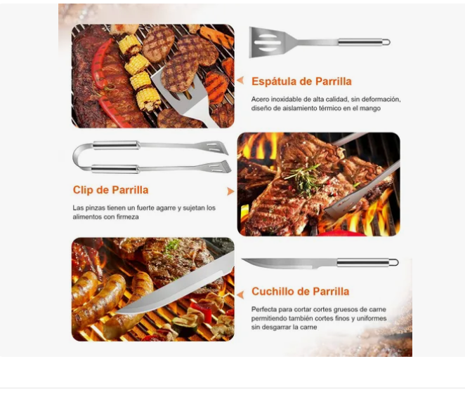 Foto 4 pulgar | Juego 21pz Utensilios Parrilla Asador Inox Accesorios Cocina