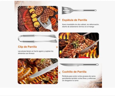 Foto 3 | Juego 21pz Utensilios Parrilla Asador Inox Accesorios Cocina