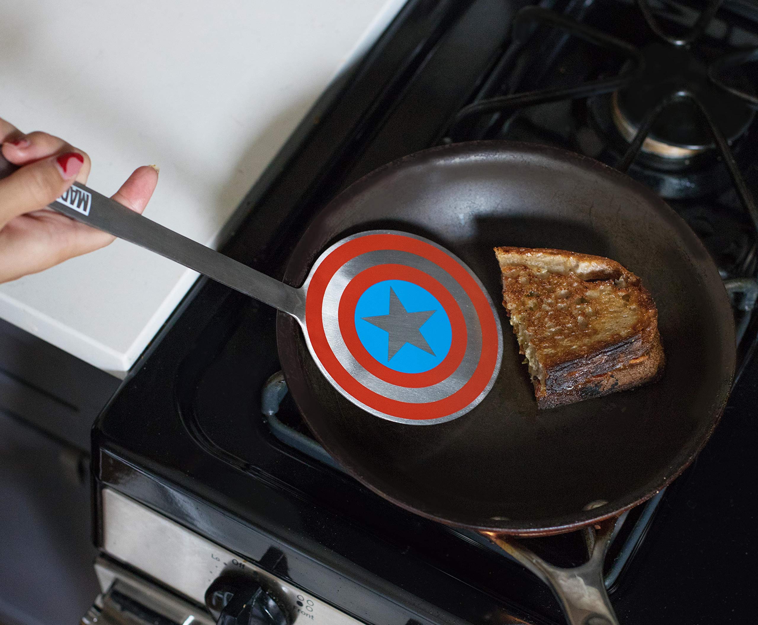 Foto 5 pulgar | Espátula Marvel Captain America Shield De Acero Inoxidable - Venta Internacional.