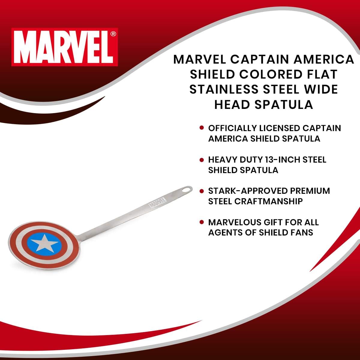 Foto 7 | Espátula Marvel Captain America Shield De Acero Inoxidable - Venta Internacional.