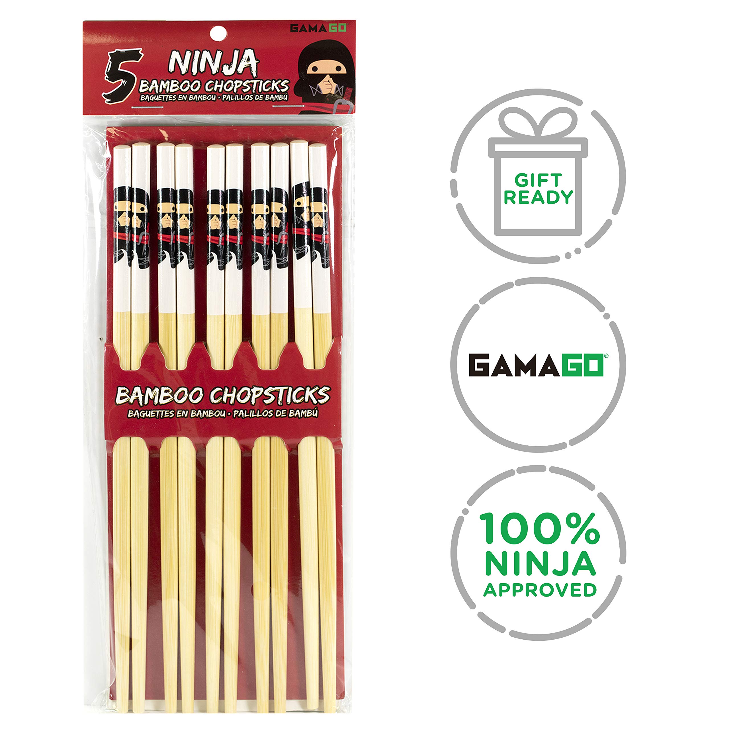 Foto 8 pulgar | Juego De Palillos Gamago Ninja Bamboo  5 Pares  23 5 Cm  Color Rojo - Venta Internacional.