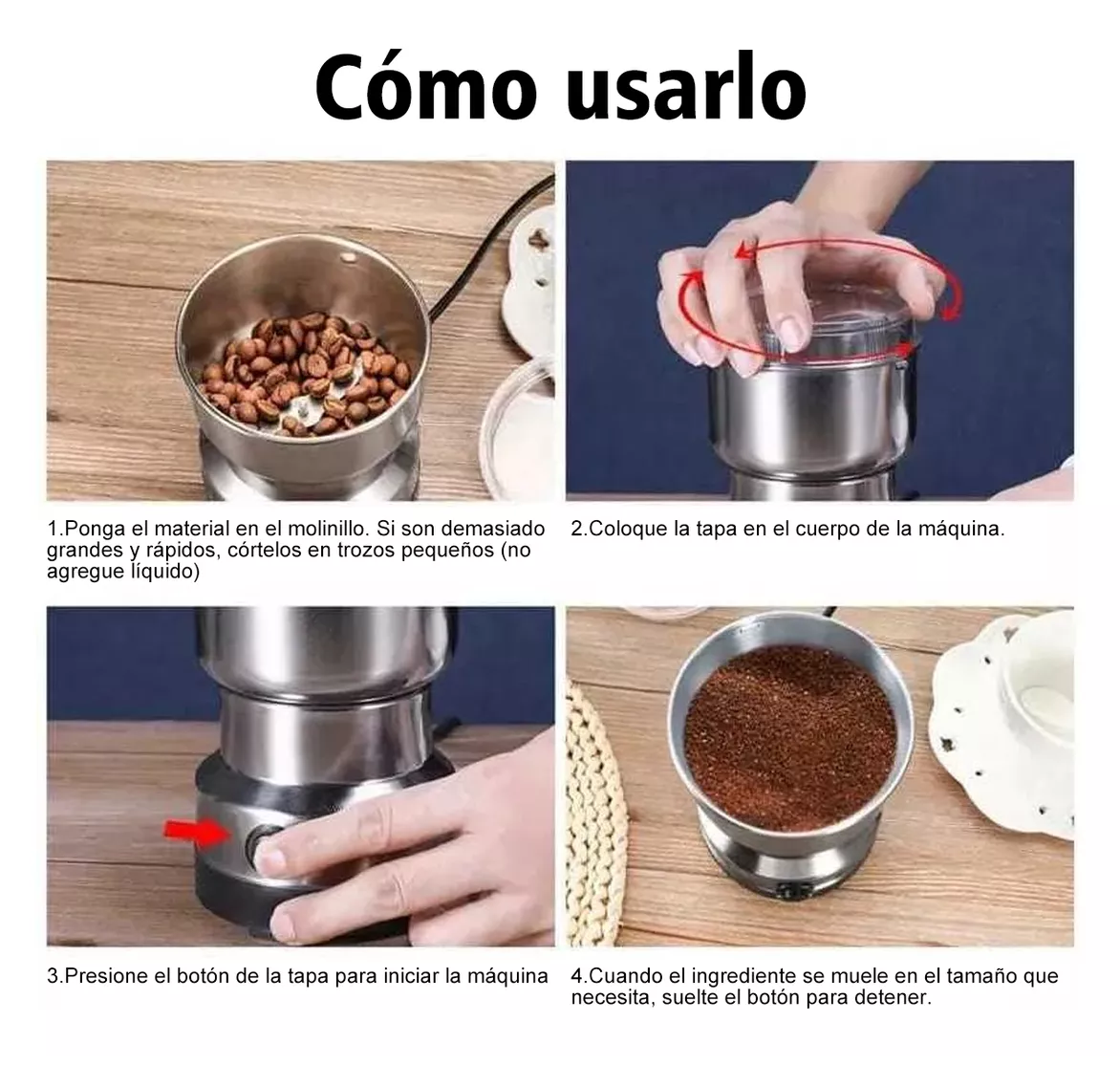 Foto 5 pulgar | Molinillo De Cafe Molino Electrico Portátil Manual Moledor Gris/negro