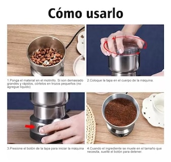 Foto 4 | Molinillo De Cafe Molino Electrico Portátil Manual Moledor Gris/negro