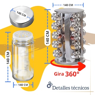 Foto 6 | Especiero de Cocina Giratorio Ecomlab Frascos