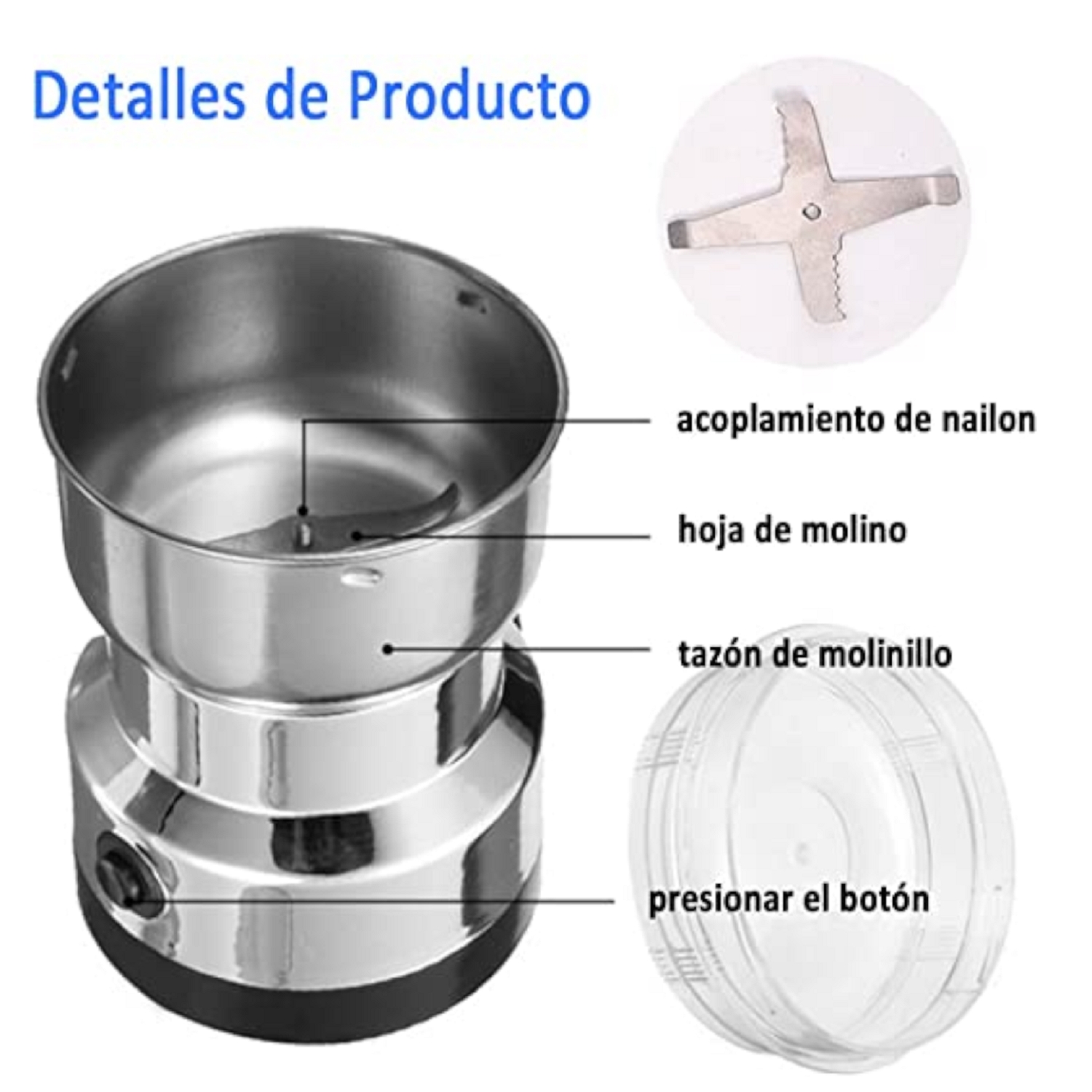 Foto 5 pulgar | Molinillo De Café Eléctrico Multiusos Para Granos De Café, Especias - Venta Internacional.