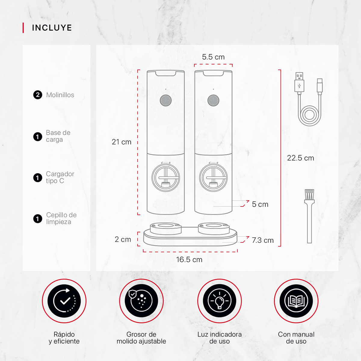 Foto 4 pulgar | Molinillo Eléctrico De Sal Y Pimienta Cookify Recargable