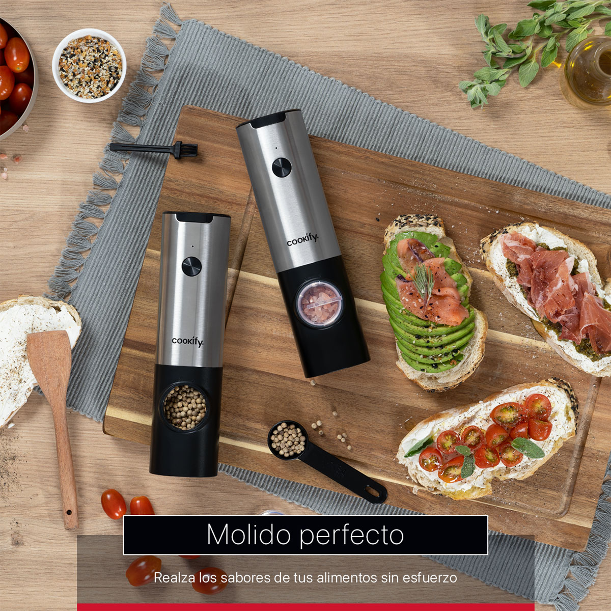 Foto 7 | Molinillo Eléctrico De Sal Y Pimienta Cookify Recargable