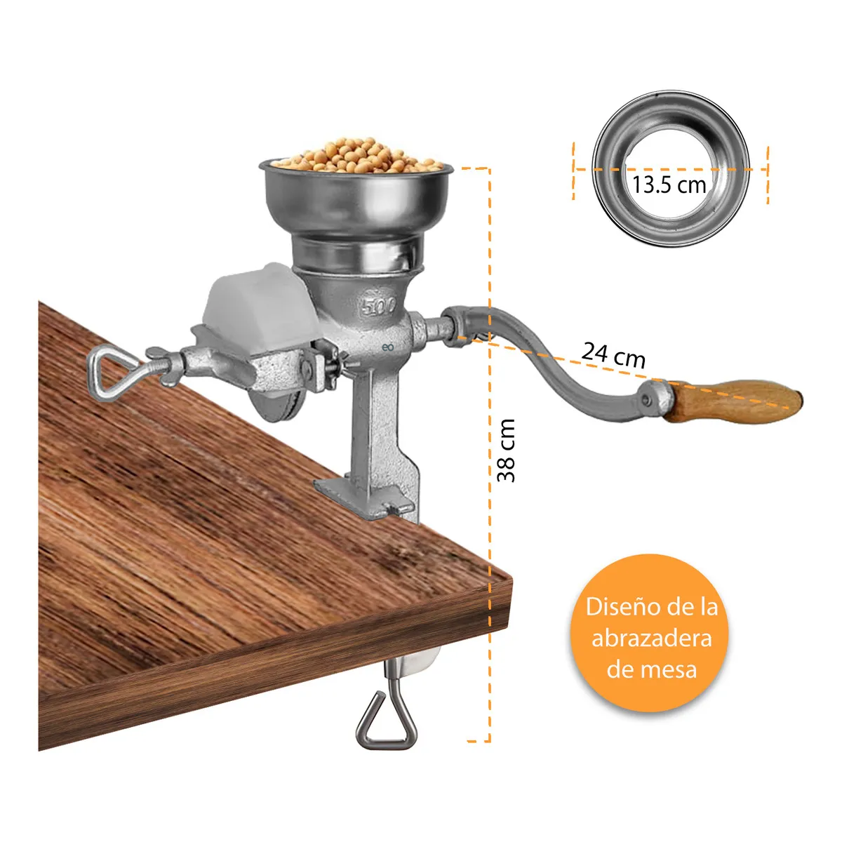 Foto 5 pulgar | Molino De Grano Manual  Molino Ideal Para Nixtamal  Granos Y Cereales  Eo Safe Imports  Esi-20677 Gris