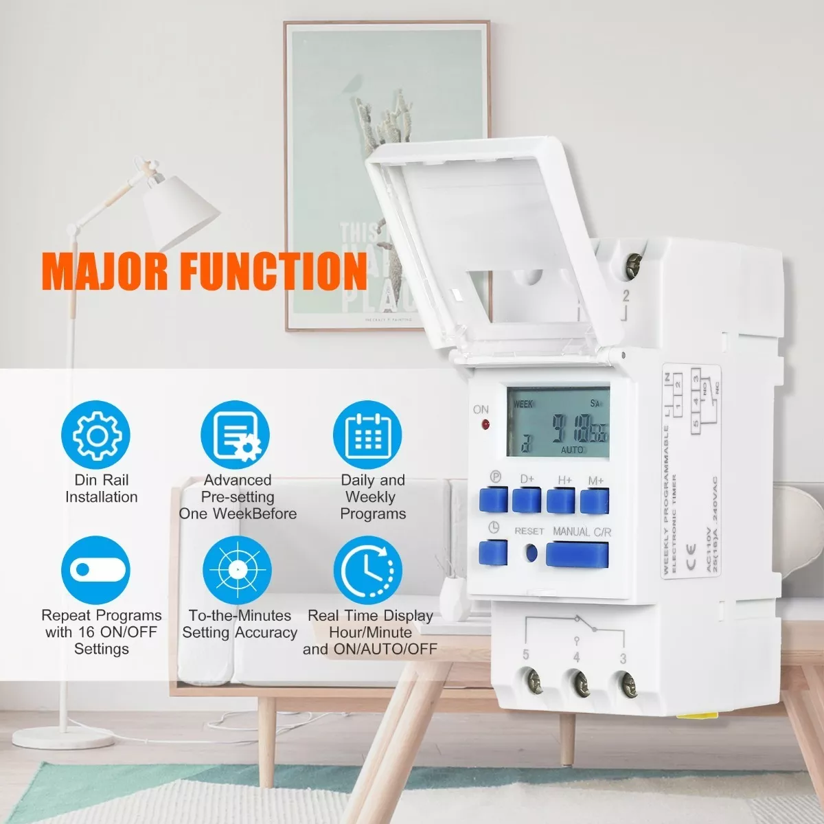 Foto 4 pulgar | Interruptor Digital Temporizador Programable Eo Safe Imports Esi-8300 color Blanco