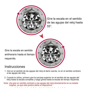 Foto 5 | Temporizador Mecánico De Cocina De Acero Inoxidable Magnétic, Gris