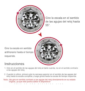Foto 5 | Temporizador Mecánico De Cocina De Acero Inoxidable Magnétic, Gris